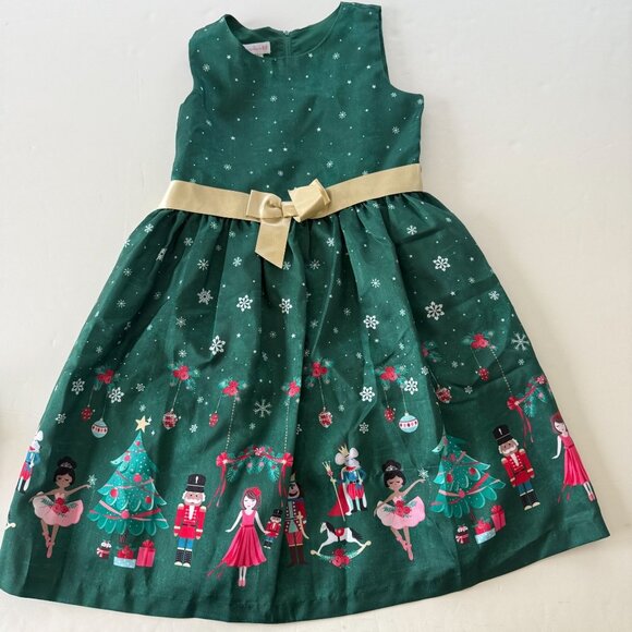 Bonnie Jean Green Nutcracker-Themed Holiday Dress Lined Size 14 - Picture 1 of 7